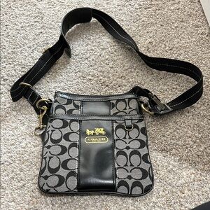 Coach Signature Black and Gray Shoulder Bag